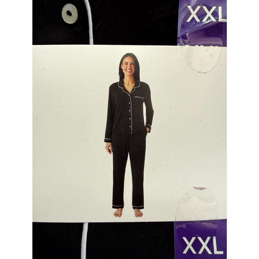 NEW Members Mark Notch Collar Pajama Set 2-Piece Women's 2XL Black Long-Sleeve - Picture 4 of 4